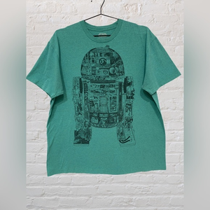 Star Wars T-Shirt Mens Green R2-D2 Robot‎ Short Sleeve Size XL.